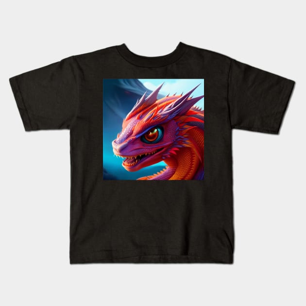 Red and Purple Dragon with Red Eyes Kids T-Shirt by dragynrain